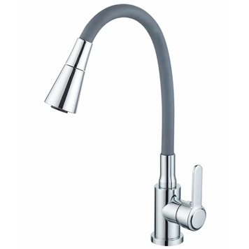 купить Змішувач для кухні ZERIX EZA-011-T CHROME REFL.GREY (колір хром+силіконовий вилив сірий) (ZX6143) фото