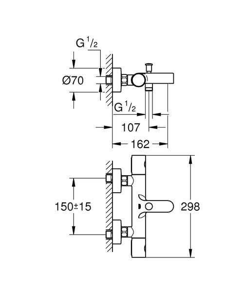 купити Змішувач для ванни з термостатом Grohe Grohtherm 800 Cosmopolitan (34766000) фото