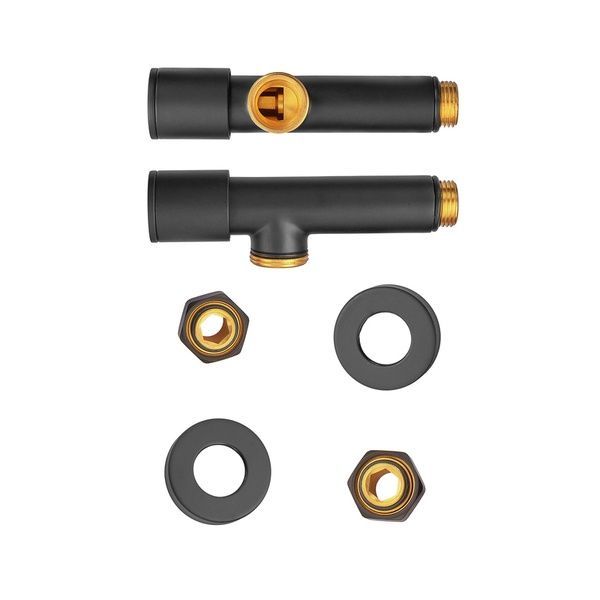 купить Комплект кранів рушникосушарки кутовий M1/2''xM1/2'' подовжений KOER KR.SET.535 BLACK (KR5844) фото