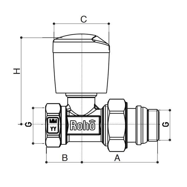 Кран радиаторный Roho R5560-050 - 1/2" прямой (RO0130) RO0130 фото